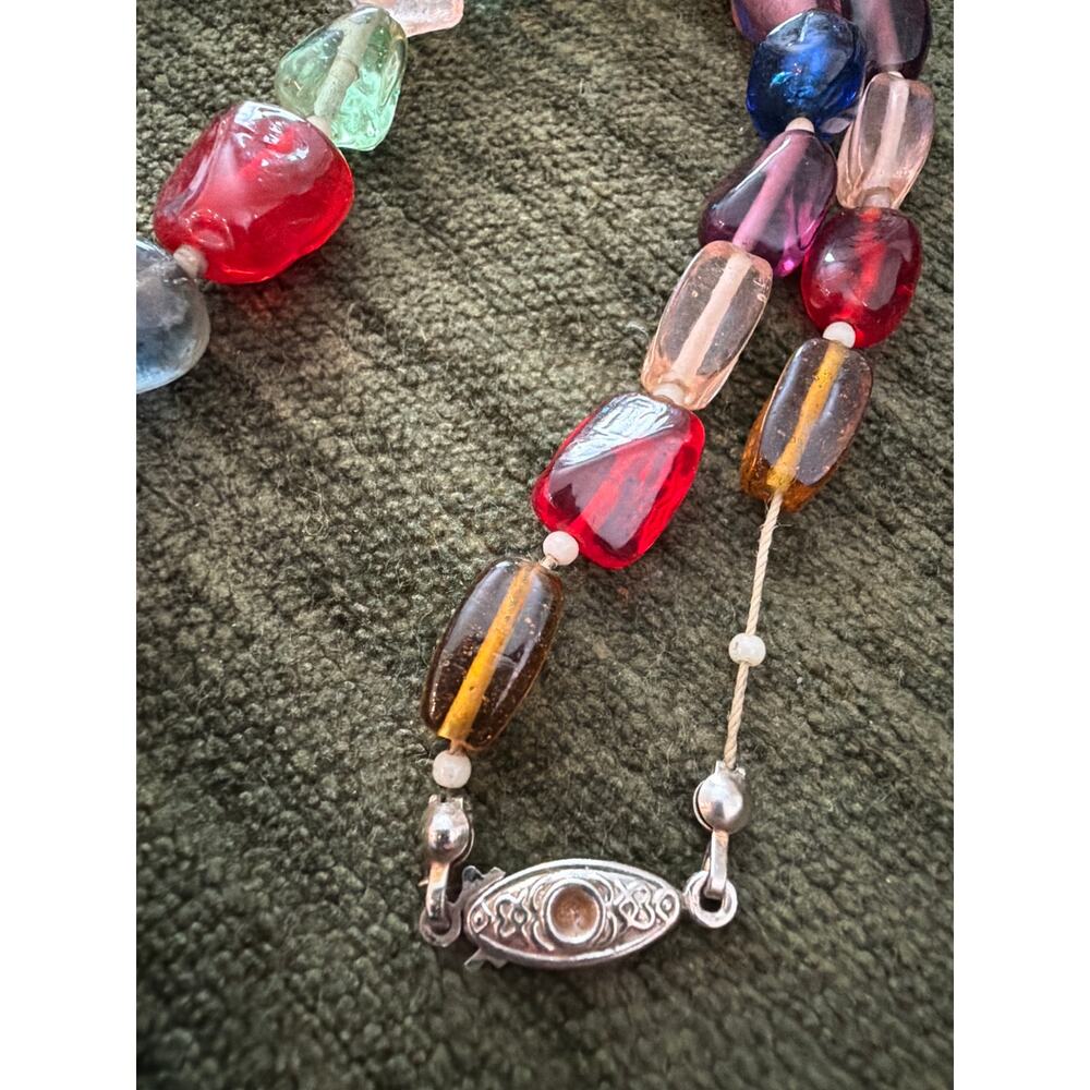 Vintage 25” Colorful Art Glass Bead Necklace - Picture 4 of 5